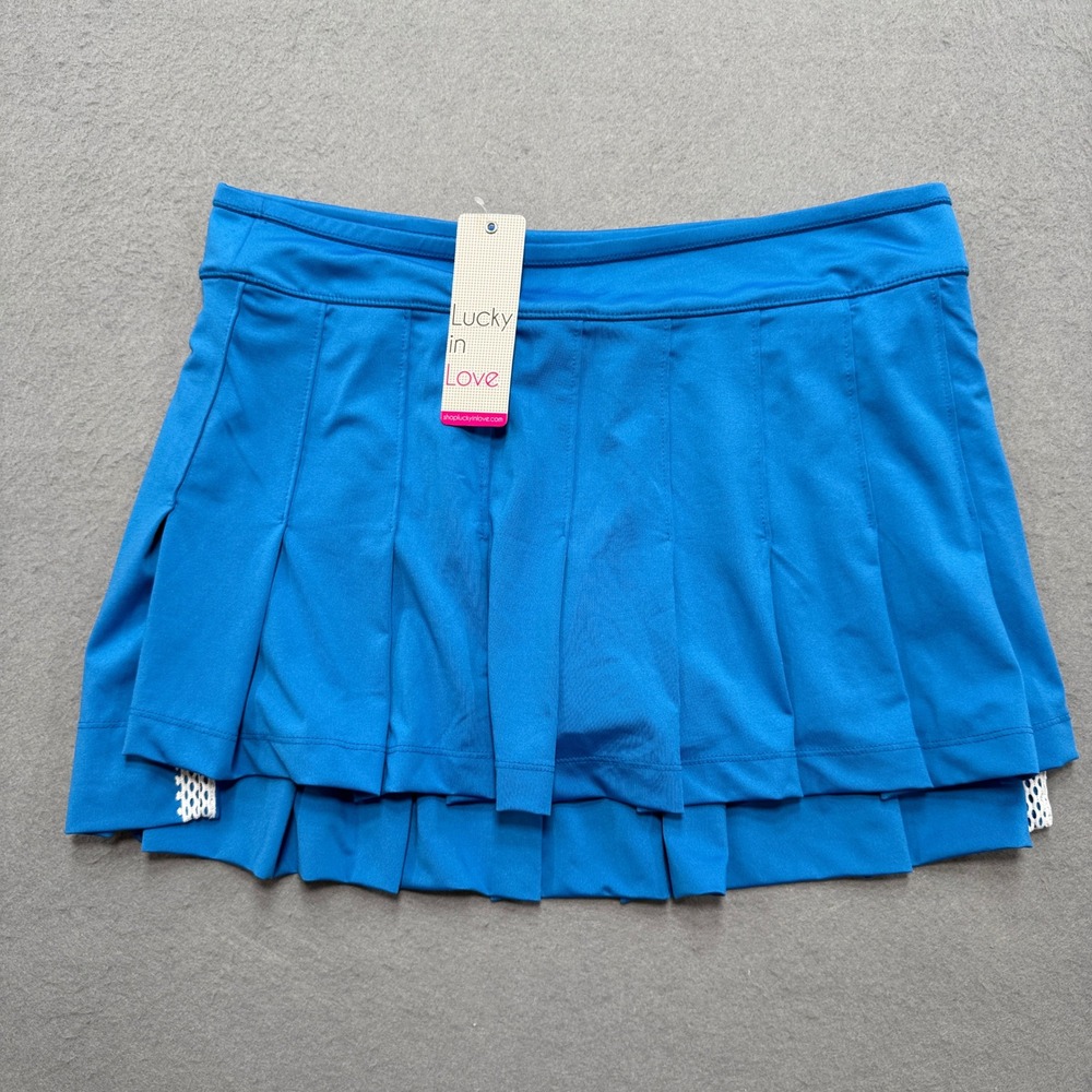 NEW Lucky In Love Tennis Skort Women's Large Blue Pleated Vaportex Athletic Golf